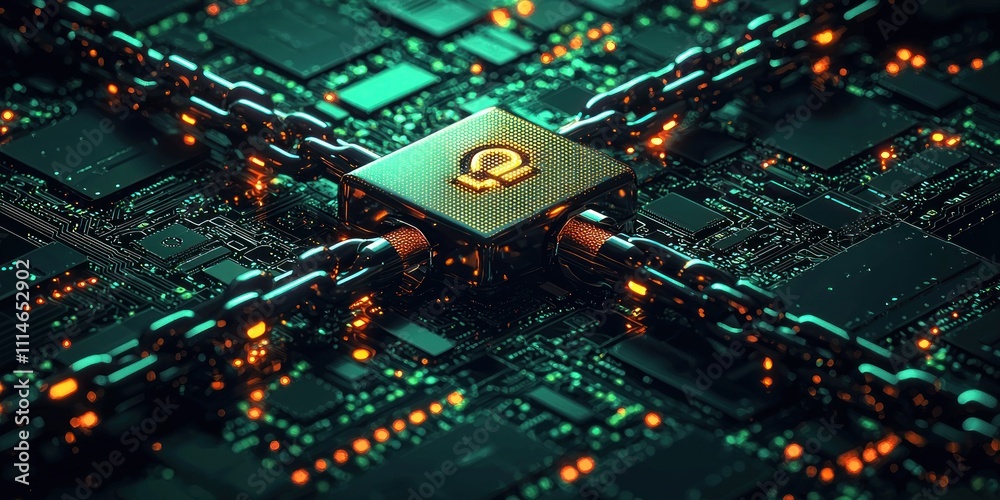 Poster Secure Digital Blockchain Technology Cube Chains