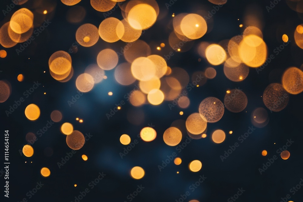 Poster abstract golden bokeh lights against dark background