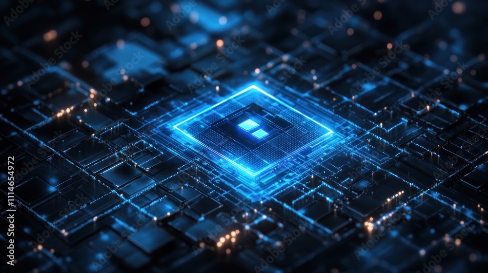 Poster Illuminated Central Processing Unit On A Circuit Board