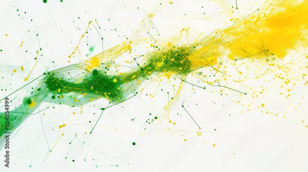Poster abstract green and yellow network flow design