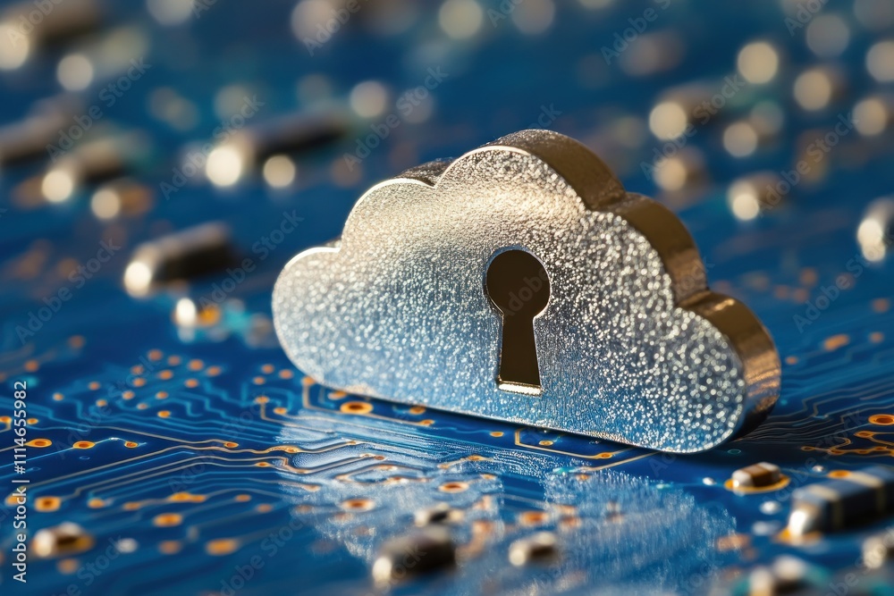 Aufkleber Cloud Security Keyhole On Circuit Board Technology