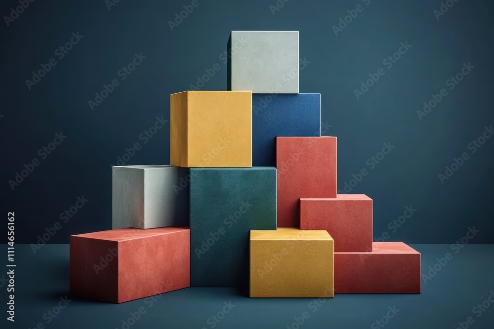 Poster colorful cubes arranged in an abstract structure