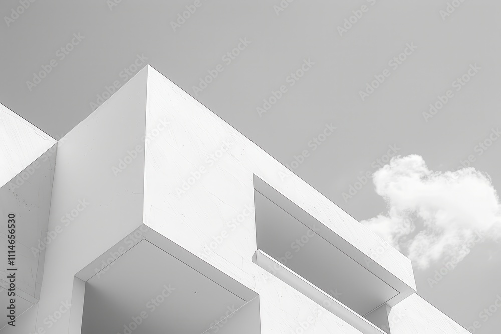 Aufkleber modern architectural design featuring geometric shapes with minimalistic style under a clear sky in 