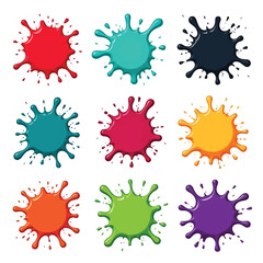 Set of colored splashes paint vector illustration