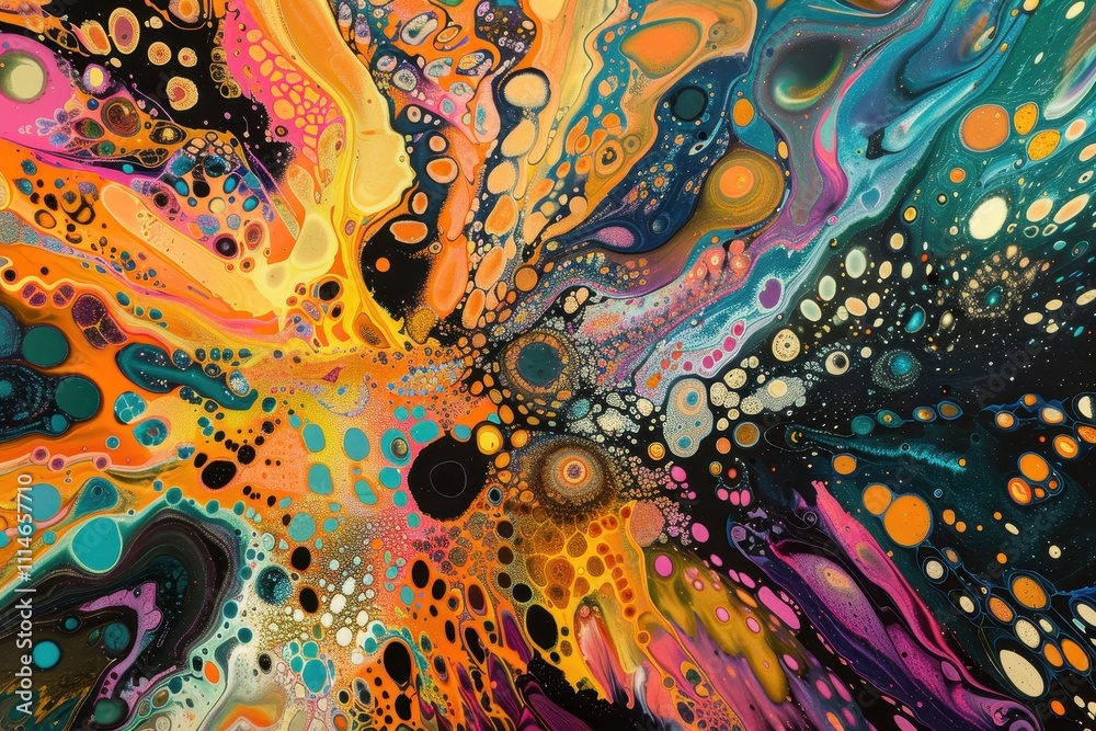 Leinwandbilder vibrant abstract artwork showcasing dynamic colors and intricate patterns in a cosmic swirl at an ar