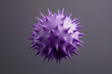 Abstract purple spiky sphere on gray background.