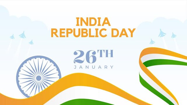 India Republic Day January 26th celebration with flying flag illustration