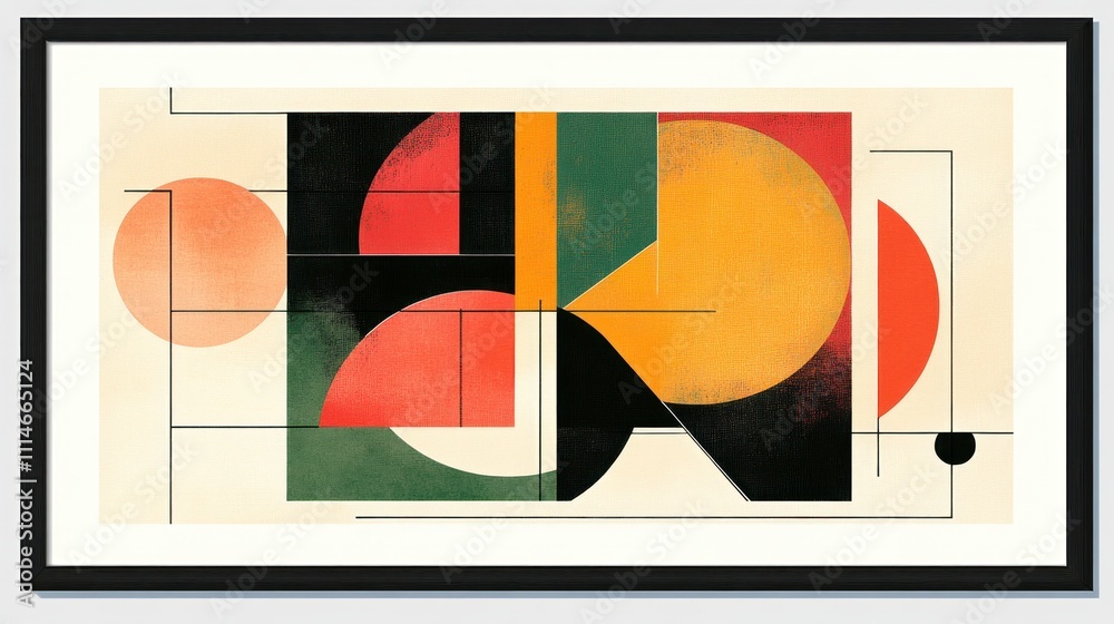 Poster Abstract Geometric Composition With Circles and Rectangles