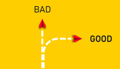Planes flying in good and bad directions.
Management business idea,business ethics idea concept.