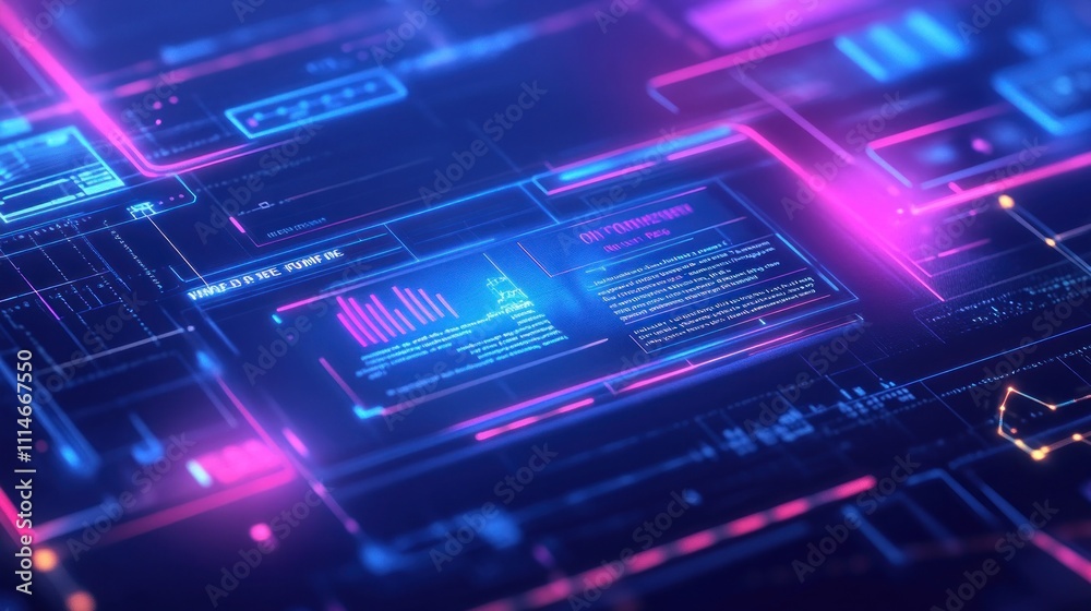 Aufkleber abstract futuristic technology interface display screen