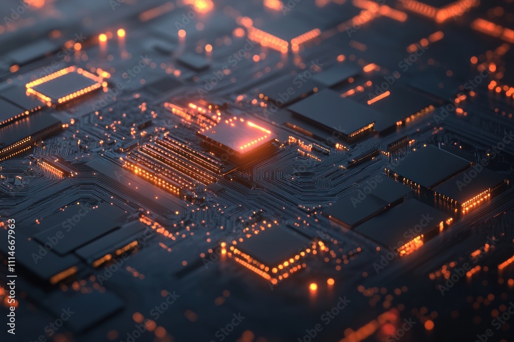 Poster illuminated circuit board with integrated microchips
