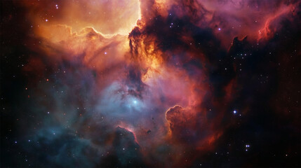 Obraz premium Carina Nebula with Fiery Colors and Star-Forming Regions in Deep Space 