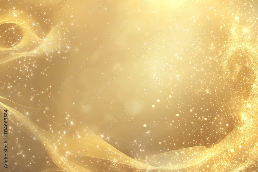 Poster Golden Abstract Background With Sparkling Lights And Swirls