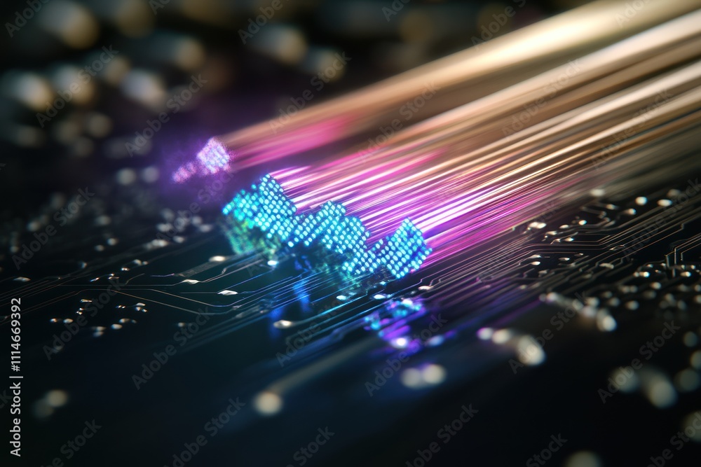 Aufkleber Digital Data Stream Ascending on Circuit Board
