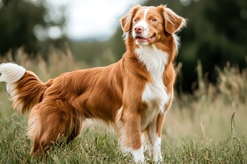 Nova Scotia Duck Tolling Retriever in a playful stance, illustrating its energetic nature