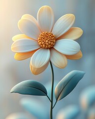 Obraz premium 3d cartoon flower on a colored background.
