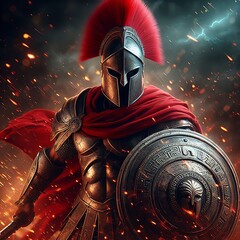Roman soldier illustration, art, design, Generative Ai.