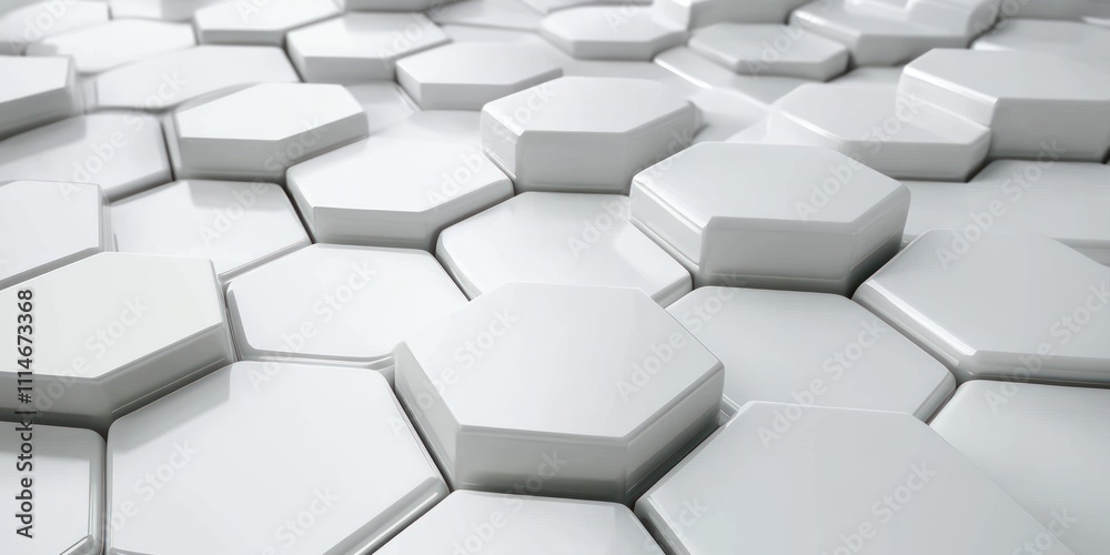 Poster Abstract White Hexagon Geometric Pattern Background