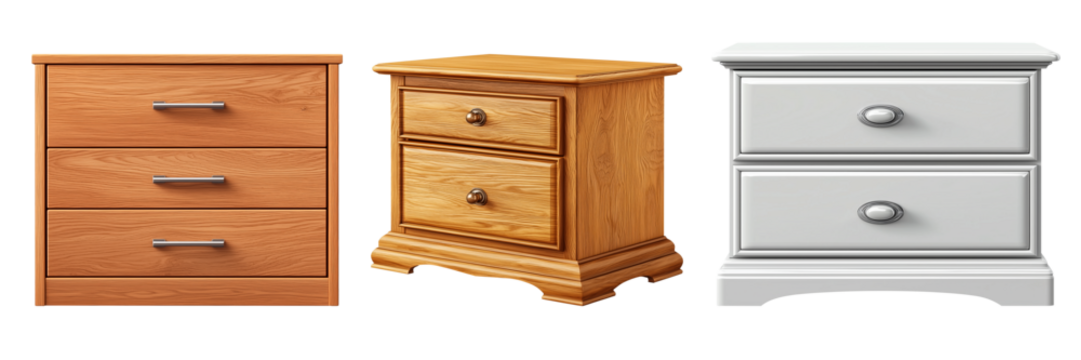 A set of chest of drawers with compartments and metal handles, perfect for modern home storage and organization.