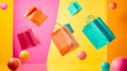 Colorful Shopping Bags  Sale  Retail  Gift  Present   Bright   Background   Marketing   Ab