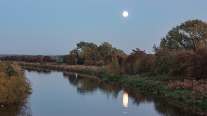 Moonlite river Witham scene in Lincoln