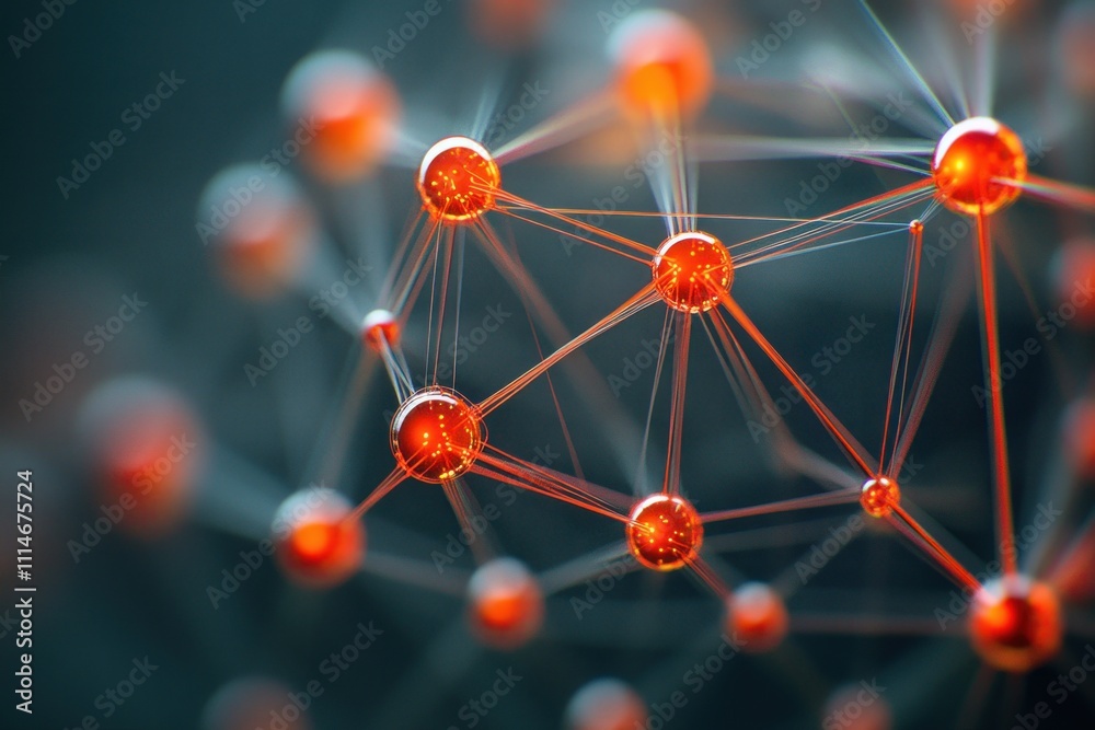Poster Abstract Network Of Glowing Orange Nodes And Lines