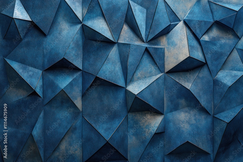 Poster Abstract Blue Geometric Triangular Pattern Design