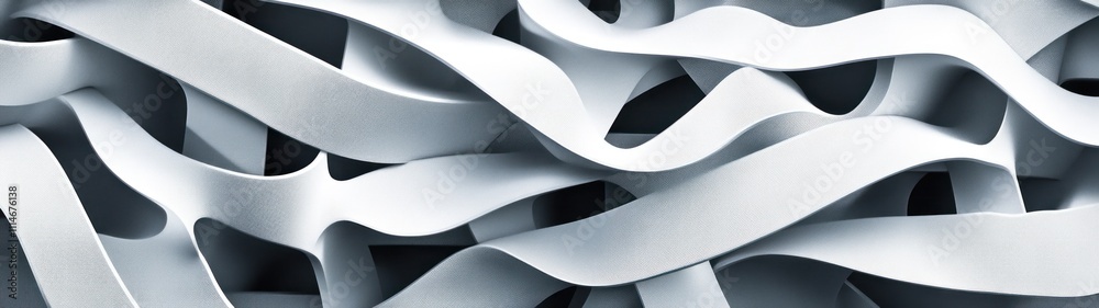 Poster abstract white curving architectural forms design