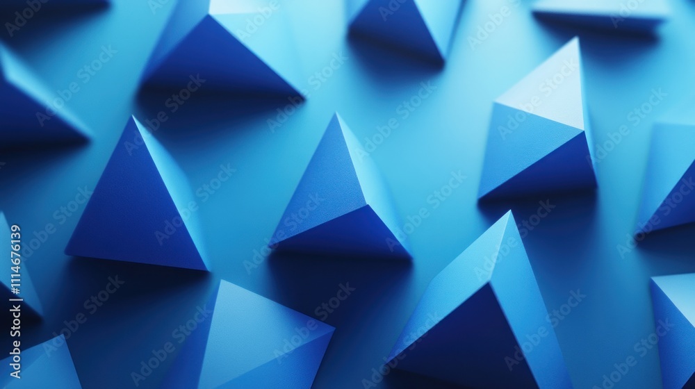 Wall mural Abstract Blue Triangular Pyramid Shapes Background