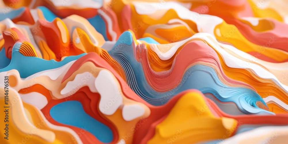Aufkleber Abstract Colorful Layered Wave Pattern Design