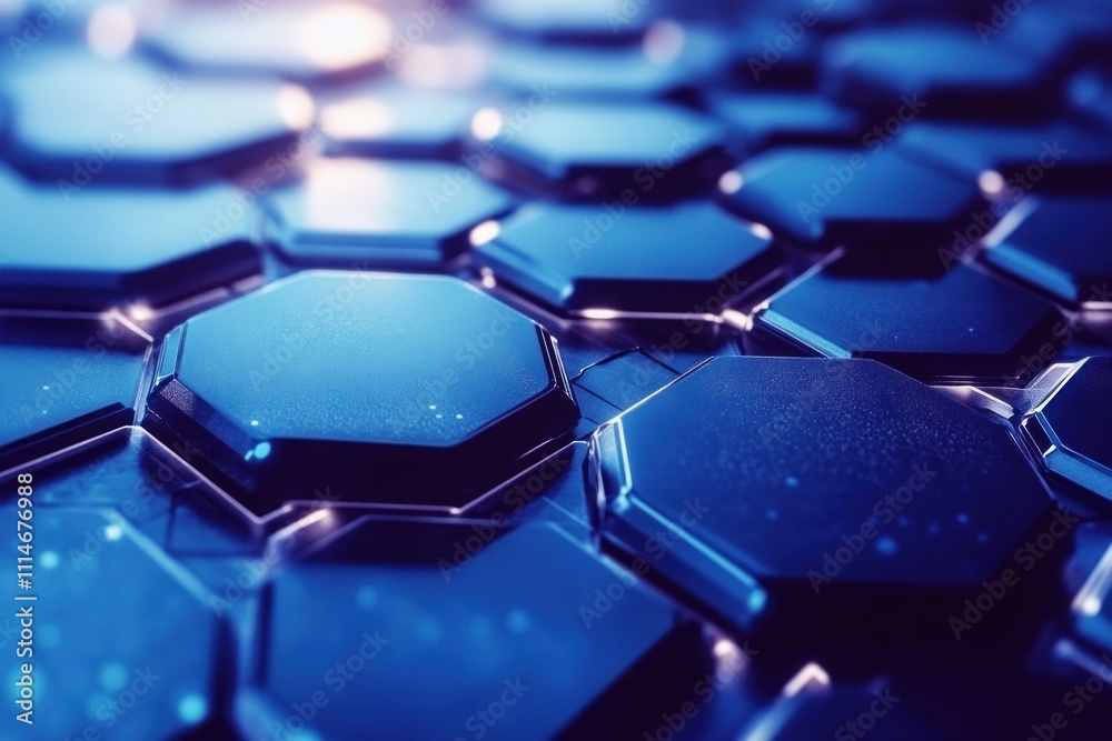 Poster Abstract Blue Hexagonal Geometric Pattern Design