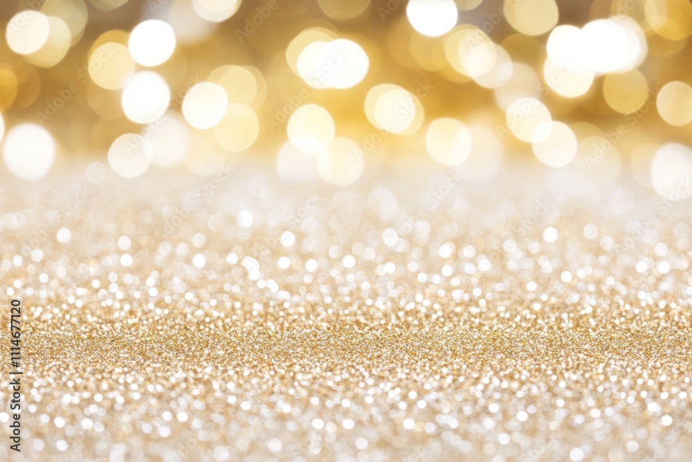 Poster sparkling gold glitter background with bokeh lights