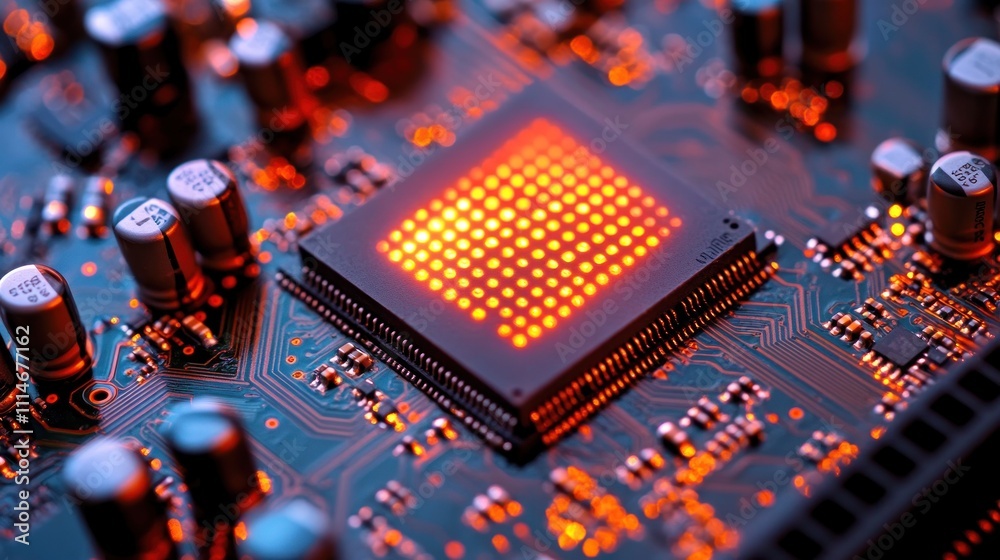 Poster illuminated microchip on circuit board technology