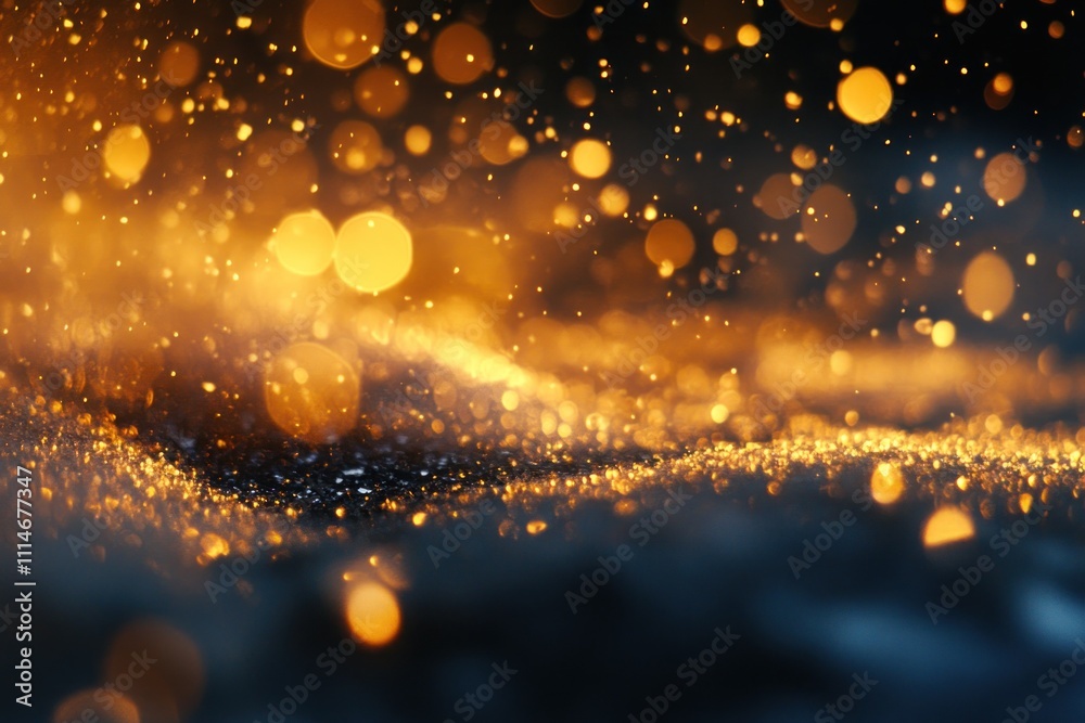 Poster golden glitter sparkles and bokeh lights abstract background