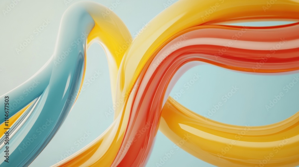Poster abstract colorful swirls of smooth glossy tubes