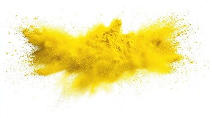Yellow Powder Explosion Against White Background