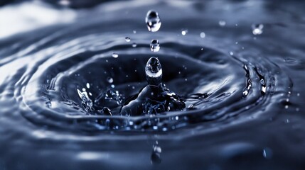 Water Droplet Impacting Still Water Surface Creating Ripples