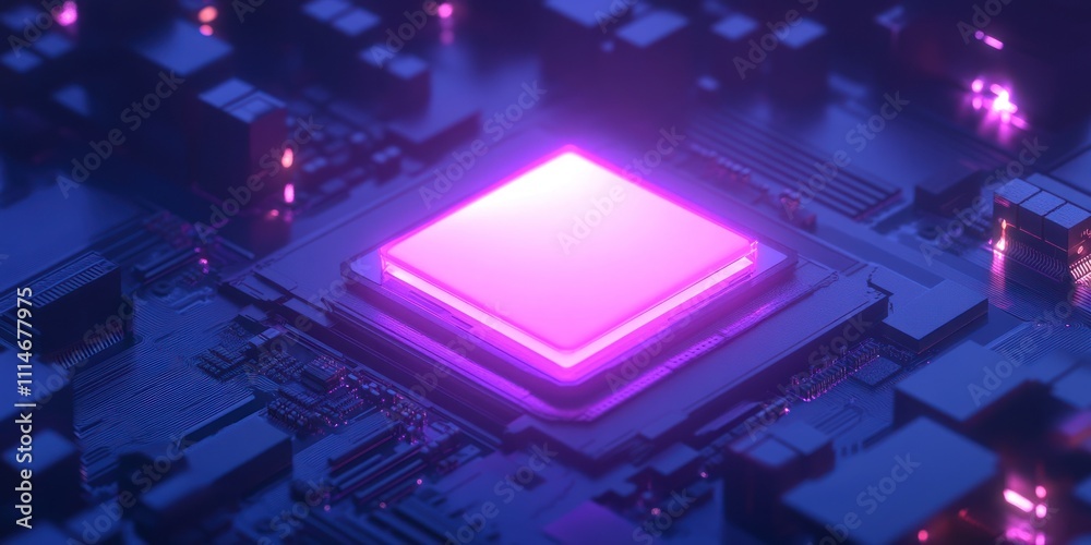 Poster illuminated central processing unit on motherboard