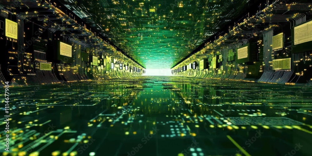 Aufkleber Abstract Digital Tunnel Representing Technological Advancement
