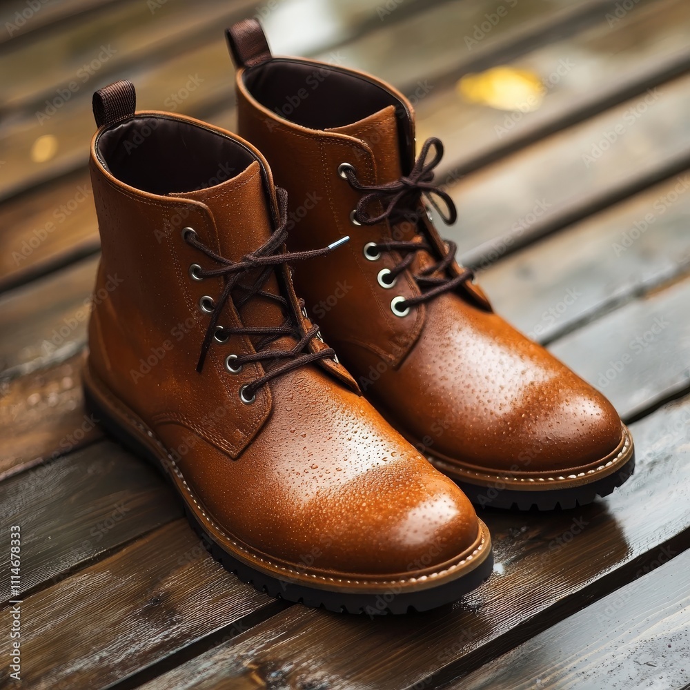 Aufkleber The process of applying a water-repellent protective agent from a spray can to a boot.