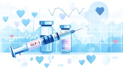 A medical syringe and vial with the label GLP-1, emphasizing its significance in diabetes care and management.