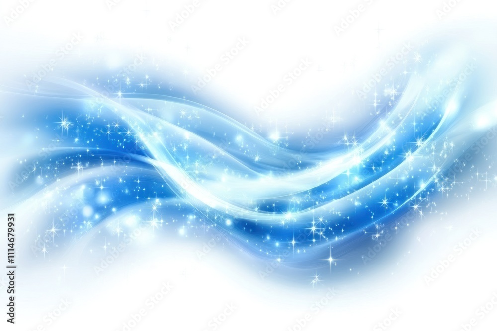 Poster abstract blue wave background with sparkling stars