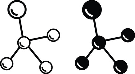 Molecule or formula icon in flat, line set. The Chemistry chemical structure Laboratory scientific research vector for apps or web. DNA cell protein Sign Silhouette isolated on transparent background