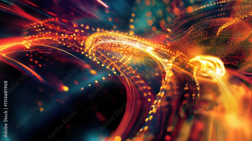 Poster abstract swirling light patterns in vibrant colors