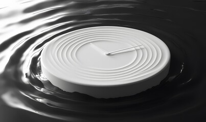 Fototapeta premium the clock surrounded by concentric ripples or waves in varying shades of white