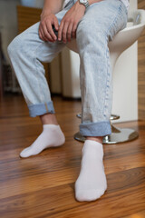 simple men's socks on a home background