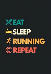 Obraz premium motivational minimalist eat sleep run repeat poster