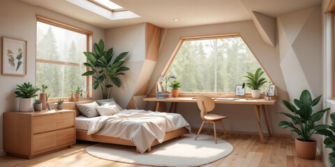 Obraz premium Serene and Minimalist Bedroom Oasis9