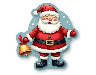 Fototapeta premium Christmass sticker design with santa and Xmas tree