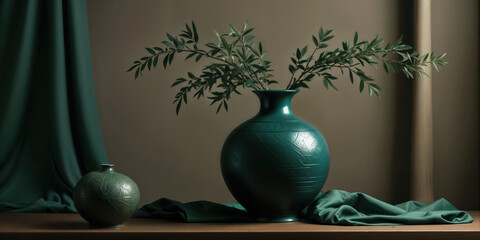 Tranquil Botanical Still Life Composition in Emerald Green5